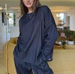Wall Street Stretch Herringbone City Scoop Top Navy /40 =